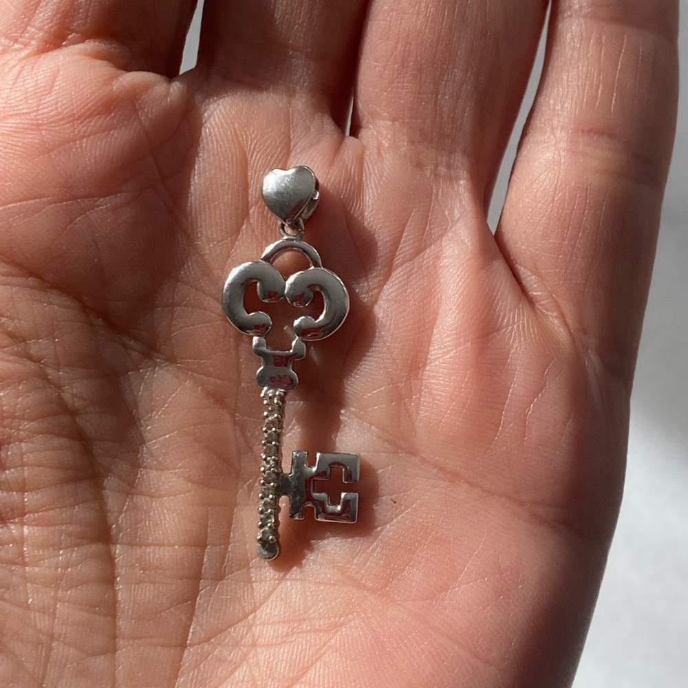 Sterling silver heart key pendant